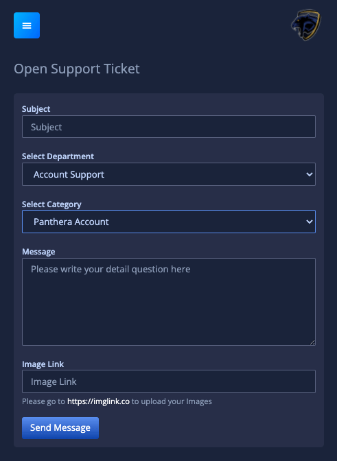 technical support ticket pantheratrade autotrade gold