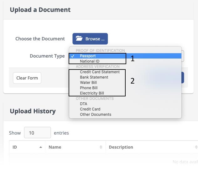 upload proof identification fxwinning broker